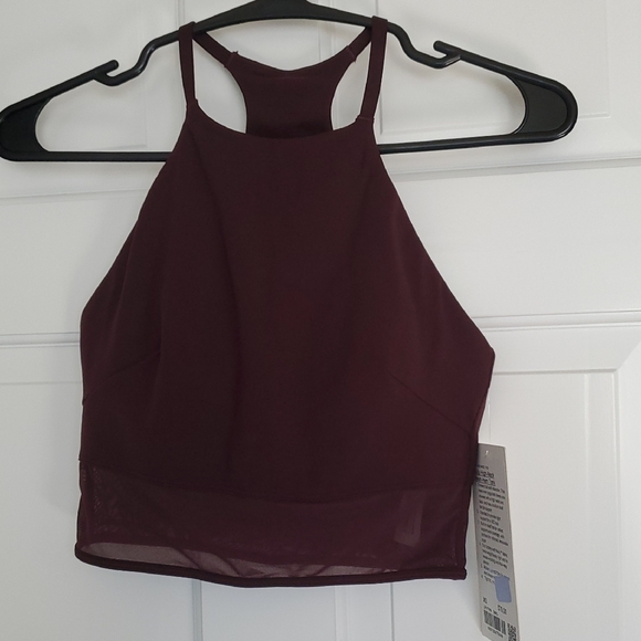 NWT Lululemon Nulu High Neck Mesh Hem Halter Bralette Goodnight Plum Sz XS - Picture 1 of 3